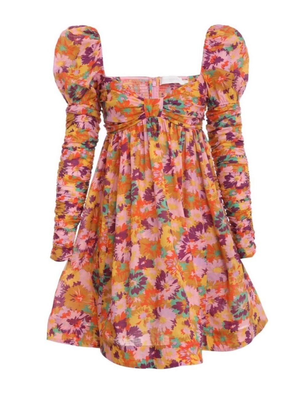 ZIMMERMANN Ruched floral print cotton voile mini